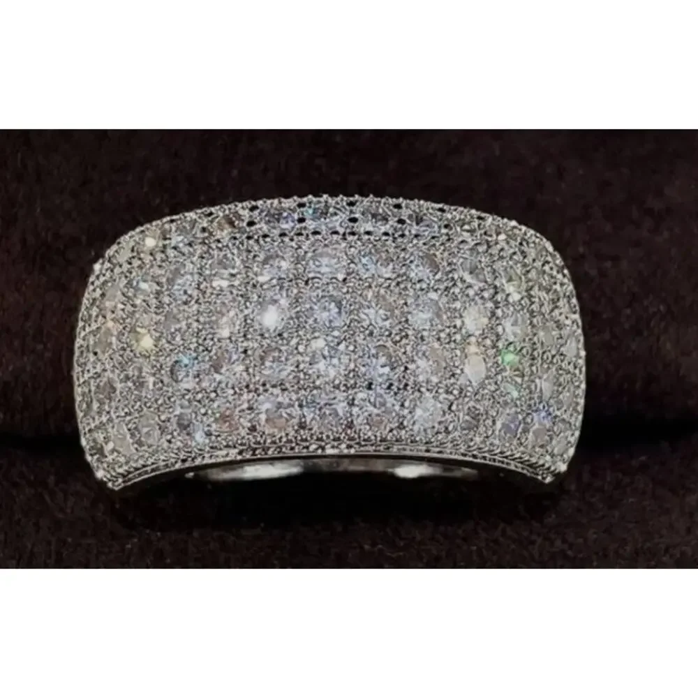 Silver Pave Ring SZ 9 NEW